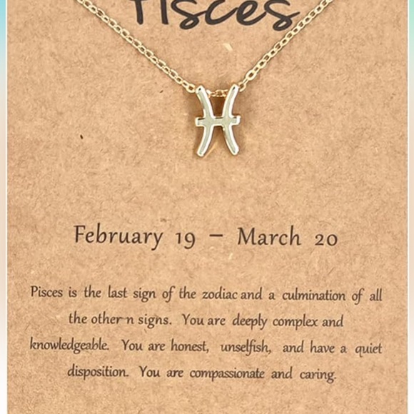 Pisces ♓️ Zodiac Necklace Gold Jewelry Pendant Horoscope Pisces - Picture 6 of 7